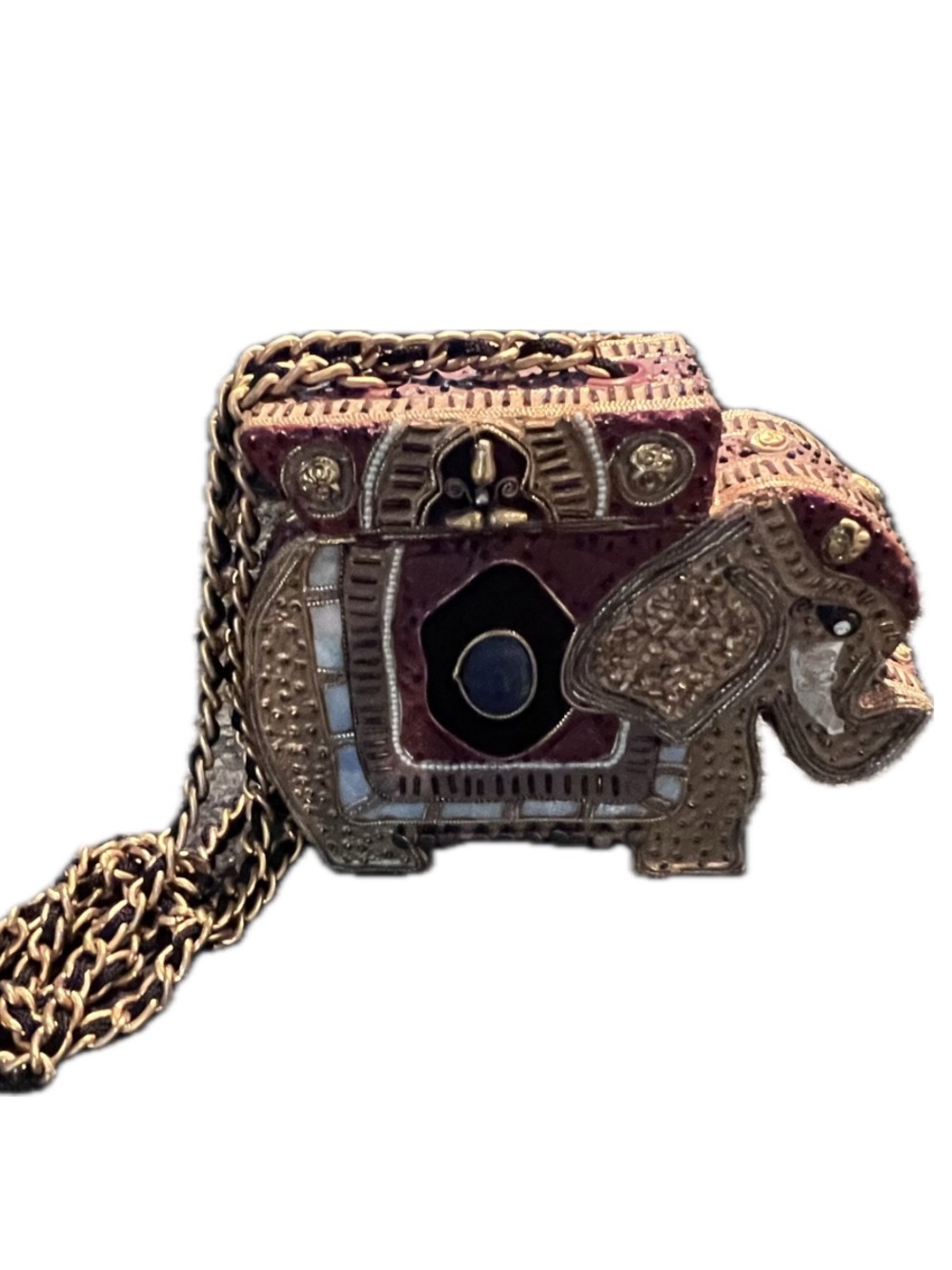 Mary Frances Elephant Box Crossbody Bag - Gold Embellished - Picture 1 of 12